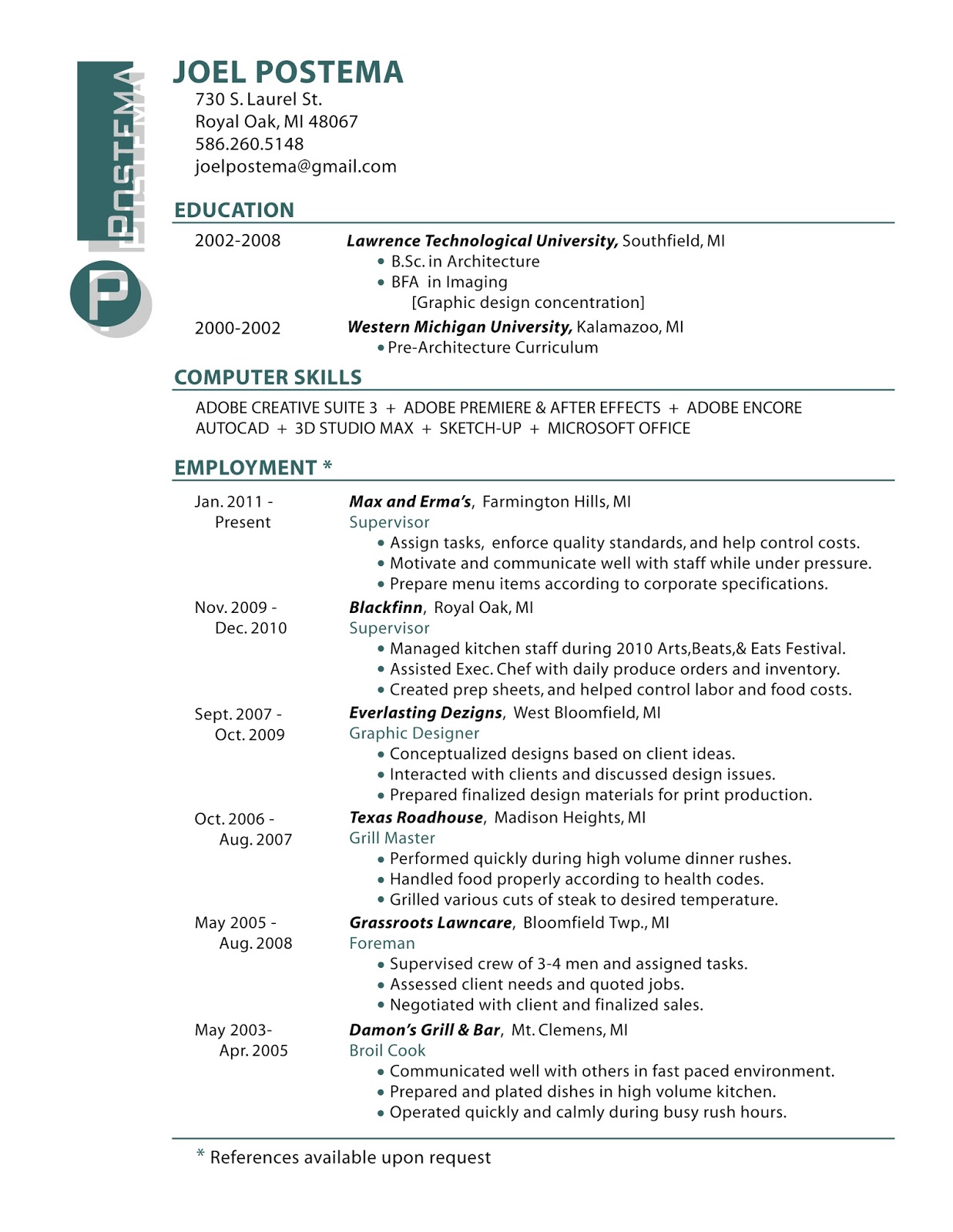 Web design resume help